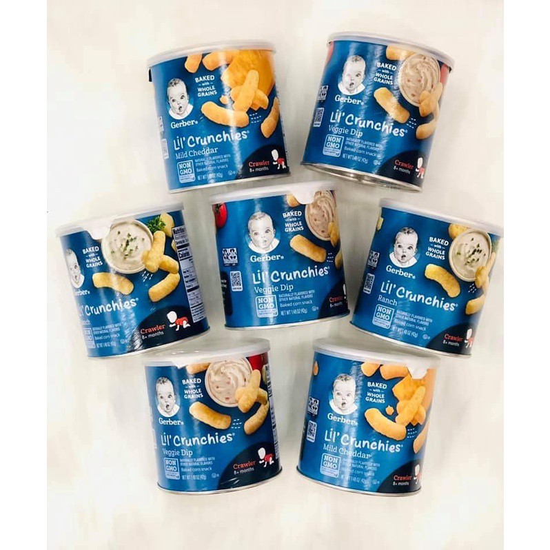 Gerber lùn Lil' Crunchies phô mai dạng que cho bé ăn dặm