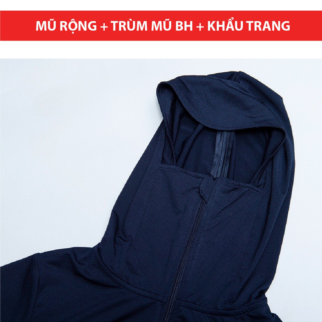 Áo Chống Nắng Nữ Thời Trang Cao Cấp Chất Mát Không Nhăn - Khóa Kéo - Trùm Tay Xỏ Ngón - Có Mũ Trùm Đầu Có Túi Đựng