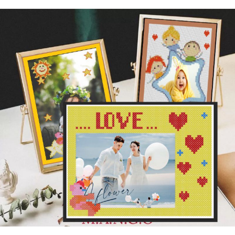 Tranh để bàn đính đá chân dung 15x20