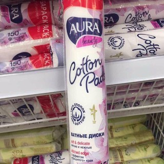 Bông tẩy trang cotton Aura 150 miếng