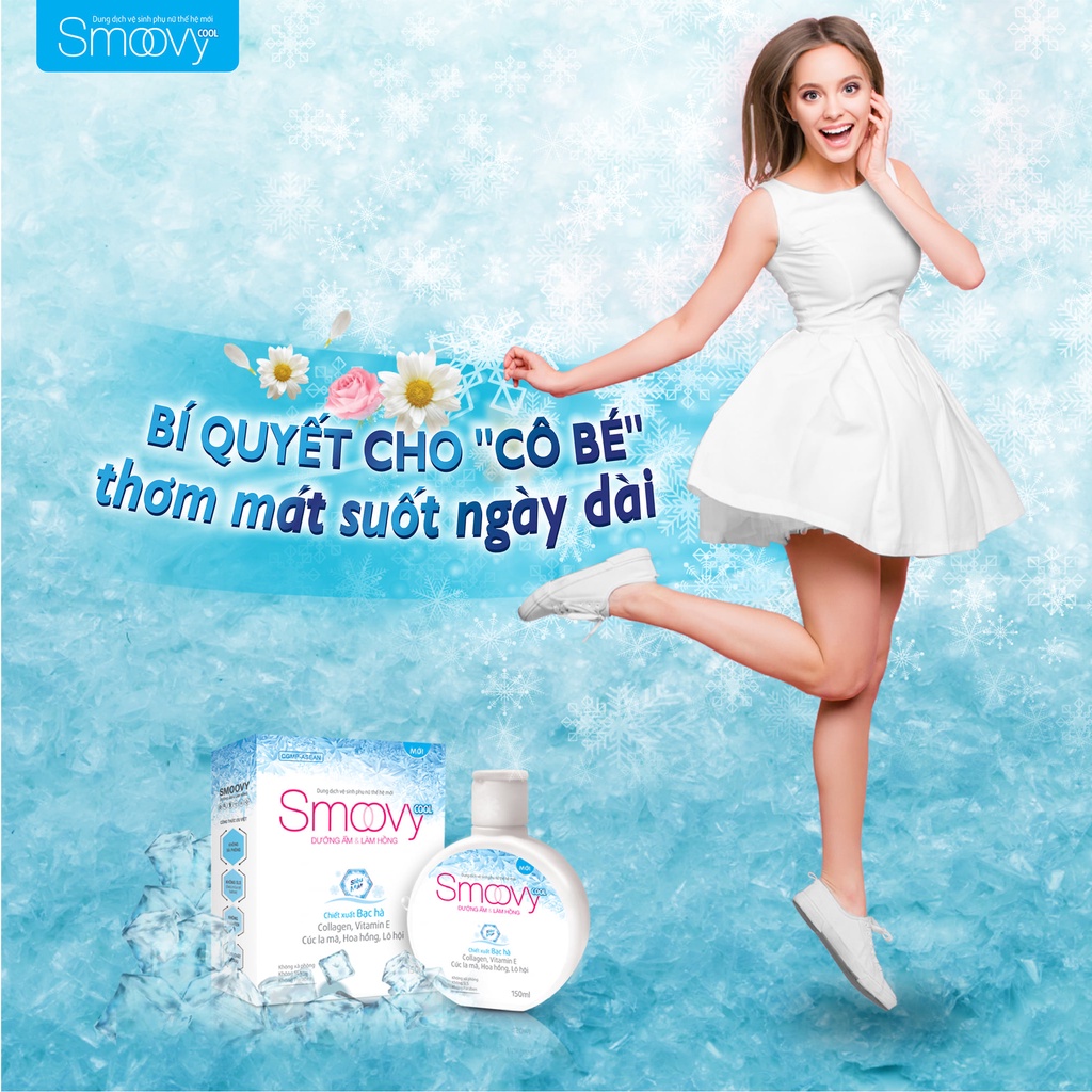 Dung dịch vệ sinh phụ nữ Smoovy, Smoovy Cool ✅ Hàng Chính Hãng 100% - Làm sạch vùng kín, làm hồng và se khít vùng kín