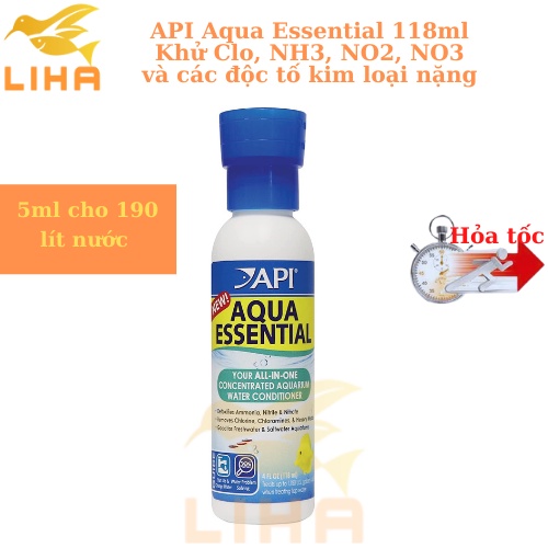 API Aqua Essential 118ml - Khử Clo, NH3, NO2, NO3 và các độc tố kim loại nặng trong hồ cá thủy sinh