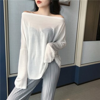 Áo tay dài lệch vai mỏng (hàng nhập)