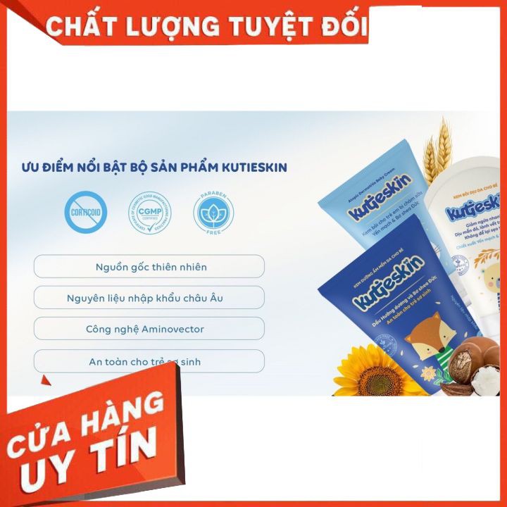 Bộ sản phẩm KUTIESKIN cho bé (dưỡng ẩm/ chàm sữa/ ngứa, hăm) [kutiskin, cutieskin, kutiekin, kem em bé, atoskin]