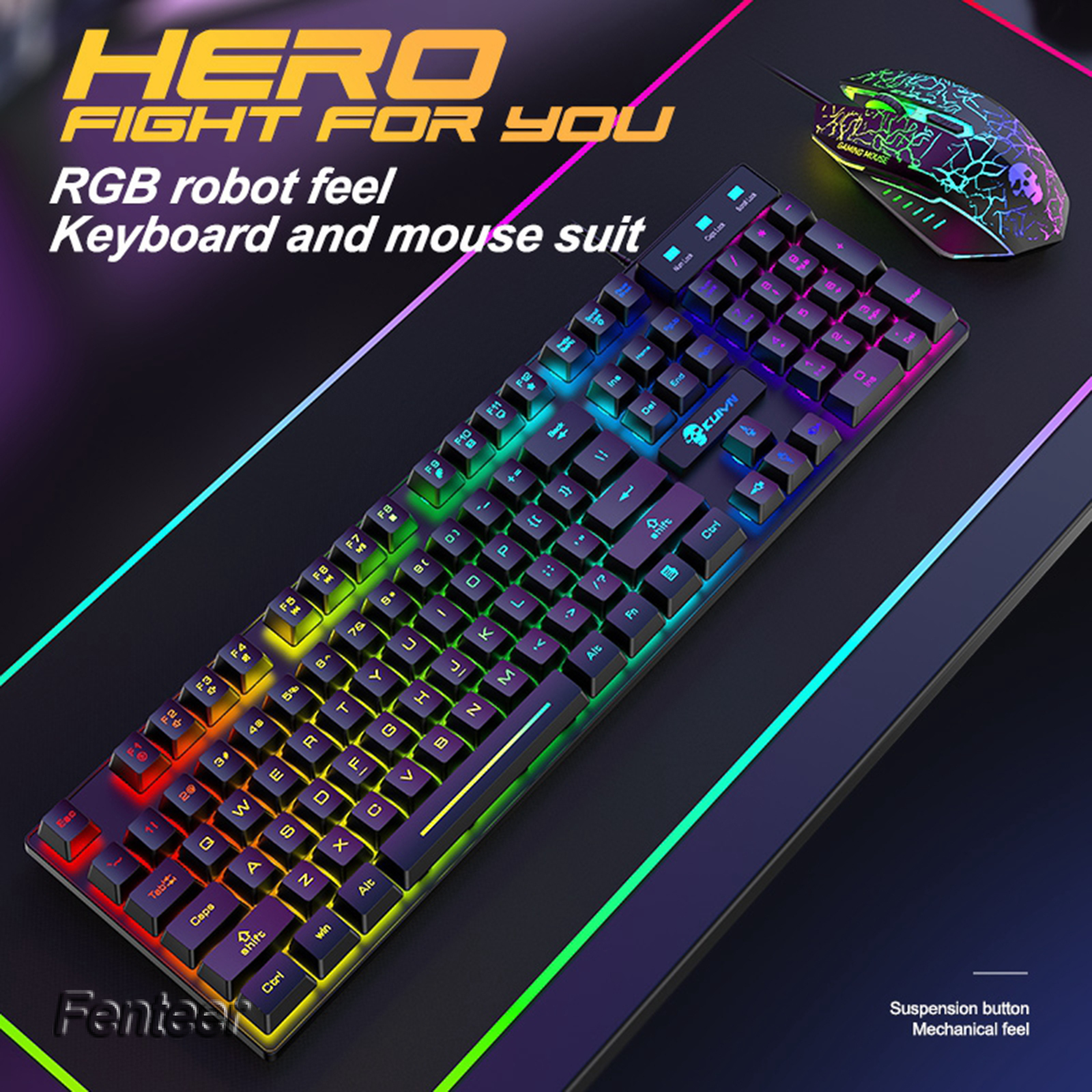 Combo Bàn Phím Cơ Gaming 104 Phím Có Đèn Led Nền