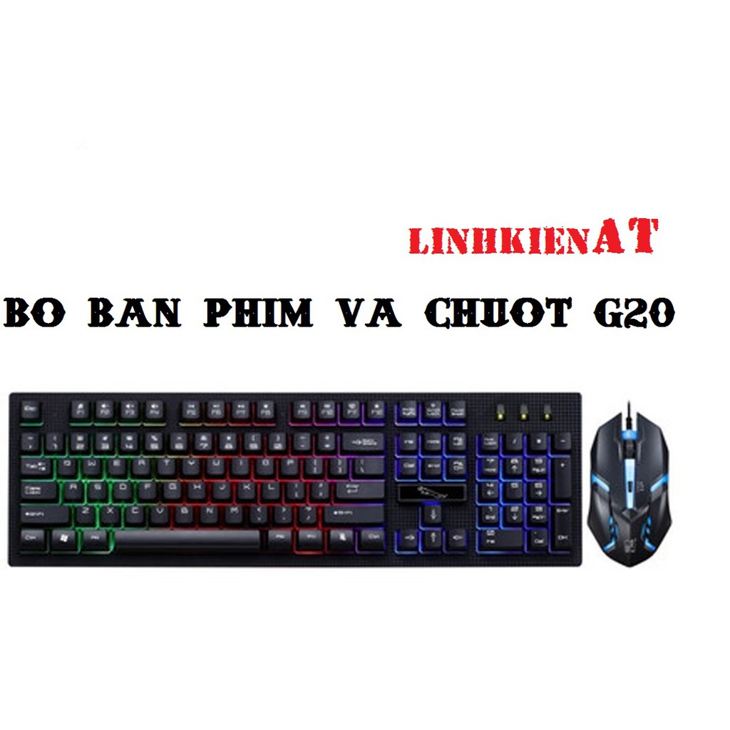 Combo bàn phím và chuột G20 chuyên Game Led 7 màu + tặng kèm tấm lót chuột