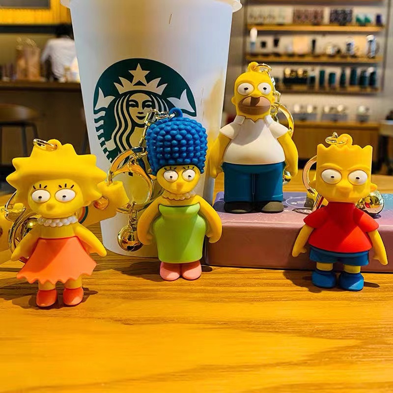 Móc Khóa Nhựa Pvc Hình Gia Đình Simpsons Hoạt Hình Dễ Thương