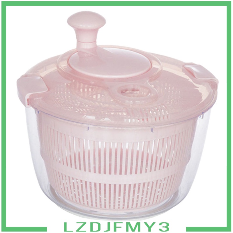 Salad Spinner with Handle and Non-slip Base Vegetable Drain Basket Pink