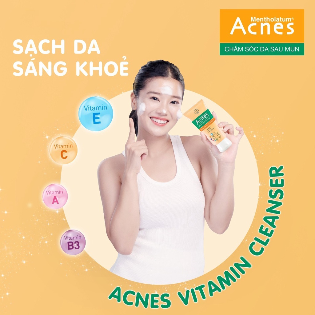Sữa rửa mặt Vitamin - Acnes Vitamin Cleanser 100g - Giúp sáng da, mờ sẹo, mờ vết thâm - Kem rửa mặt trắng da