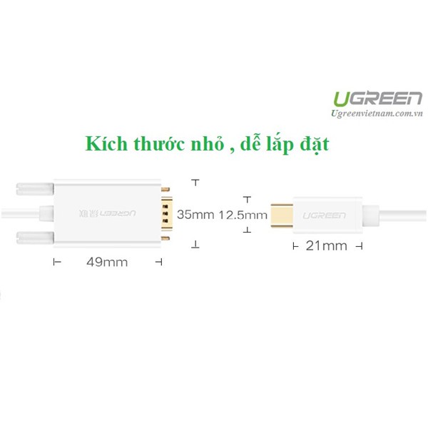 Cáp chuyển đổi USB Type-C to VGA dài 1,5m chính hãng Ugreen 30842 cao cấp