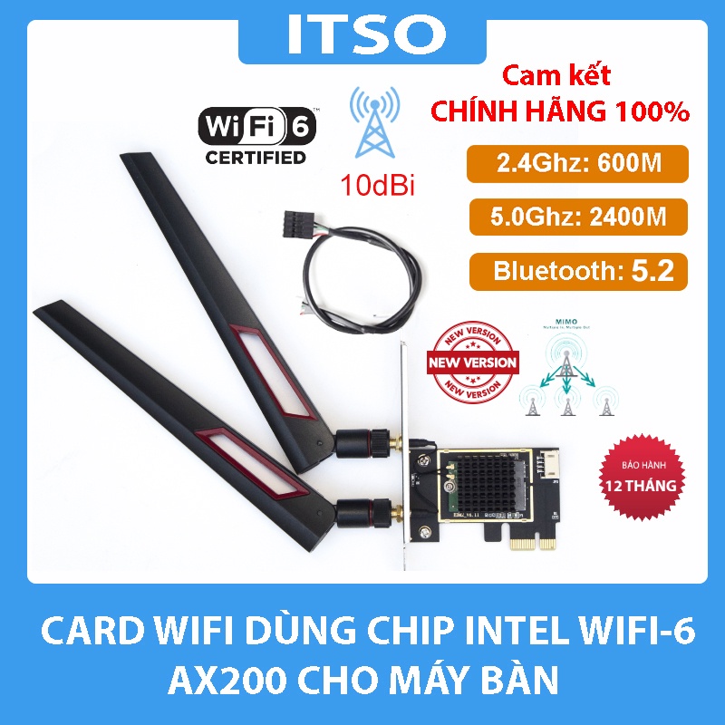 Card WIFI Intel AC 3168 7265 9260 AX200 AX210 có tản nhiệt cho máy bàn