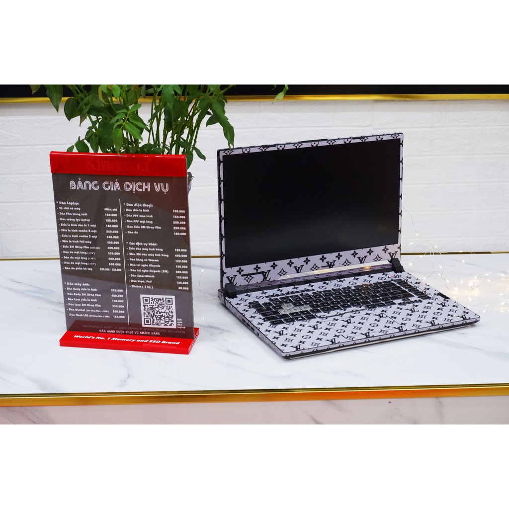 Decal Skin dán Laptop mẫu LV trắng