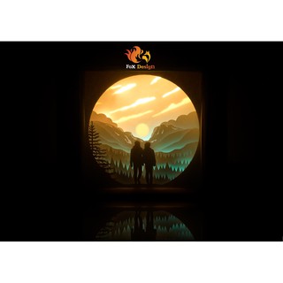 Đèn giấy nghệ thuật - Love 07 - Rừng thông (Kirigami lightbox)