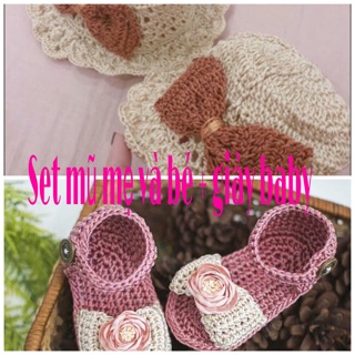 Freeship 99k TQ_Set mũ mẹ và bé + giày baby