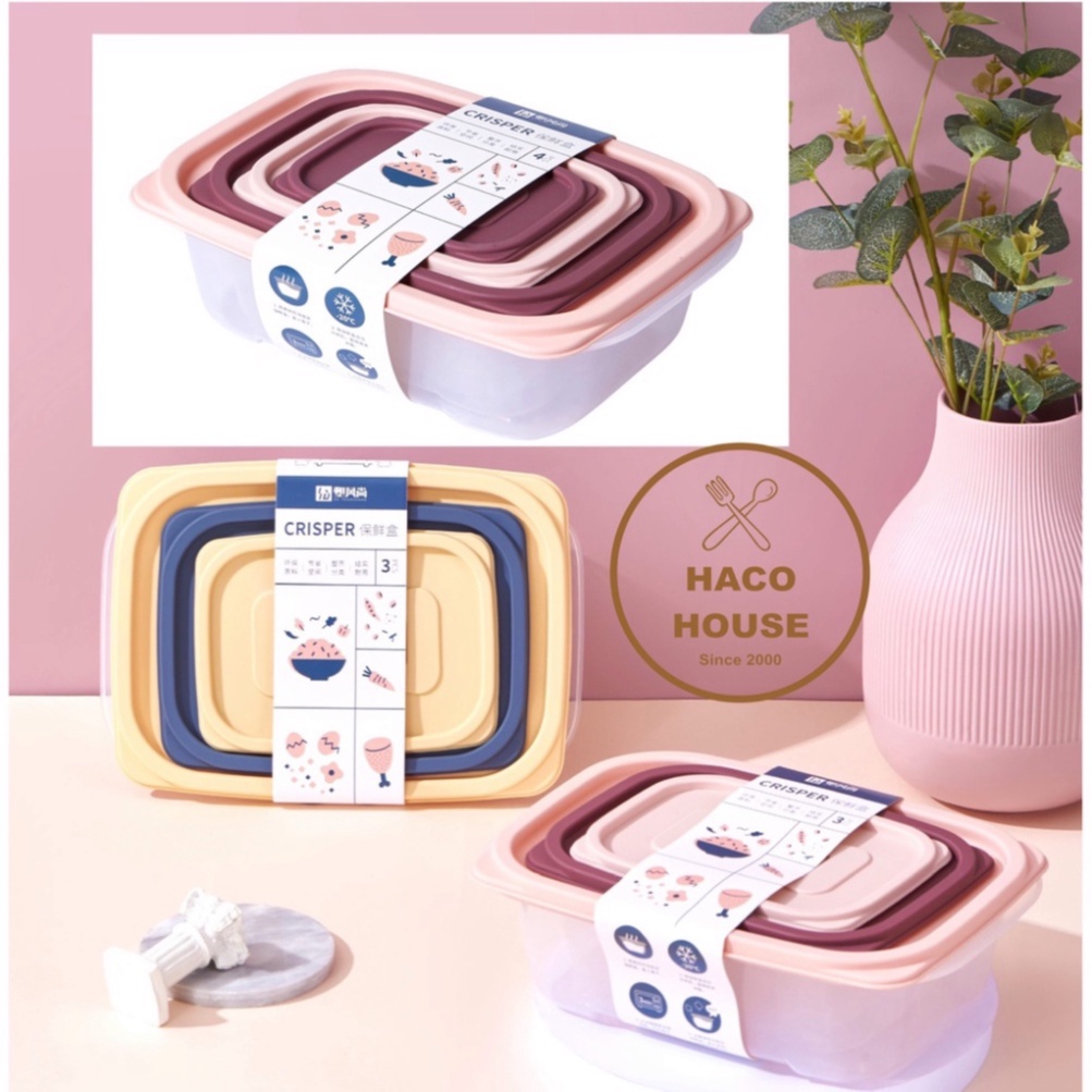 Hộp Đựng Thức ĂnFREESHIPSét 4 Hộp Bảo Quản Thực Phẩm Hình Chữ Nhật Trong Suốt, Dễ Dàng Bảo Quản Rau Củ