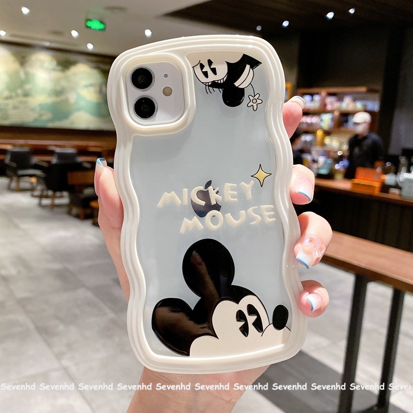 Ốp Điện Thoại Họa Tiết Chuột Mickey Minnie Gợn Sóng Cho iPhone 13 12 11 Pro Max SE2020 X XR XS Max 8 7 Plus