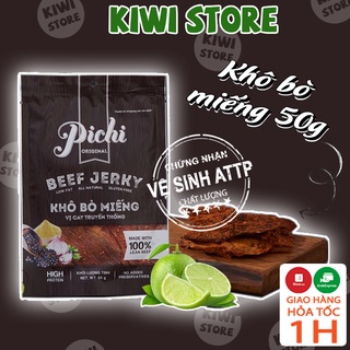 Khô bò miếng mềm thịt loại ngon vị cay truyền thống Pichi gói 50g đồ ăn vặt Kiwi Store thumbnail