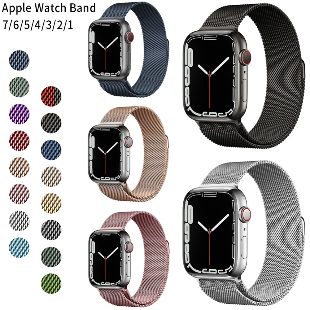 Dây Đeo Inox Khóa Nam Châm Cho Đồng Hồ Thông Minh Apple Watch Series 7 SE 6 5 4 3 2 1