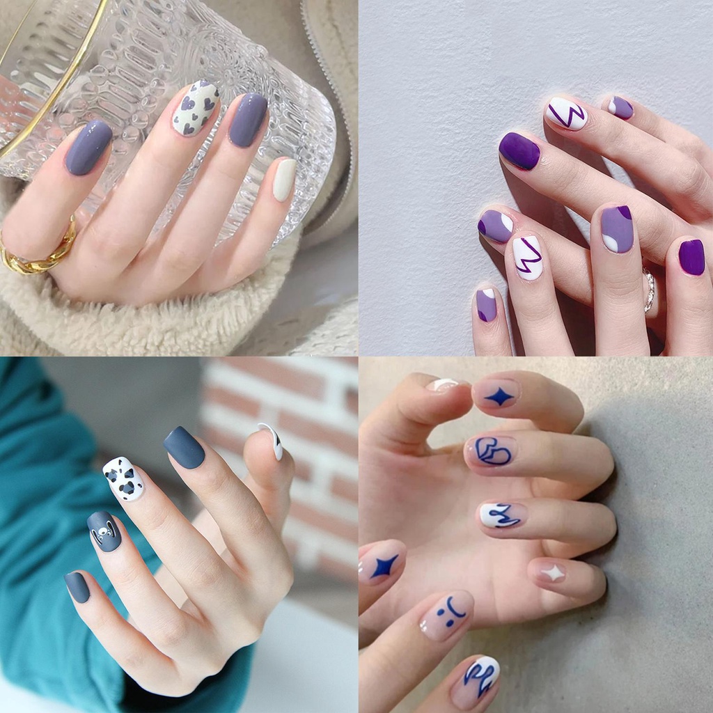 Hộp 24 Móng Tay Giả Đầu Tròn Thời Trang MIHAN1