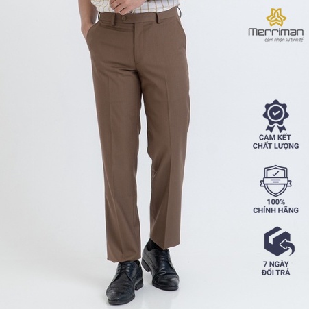 Quần âu nam cao cấp Merriman ống suông THMP051 - BROWN