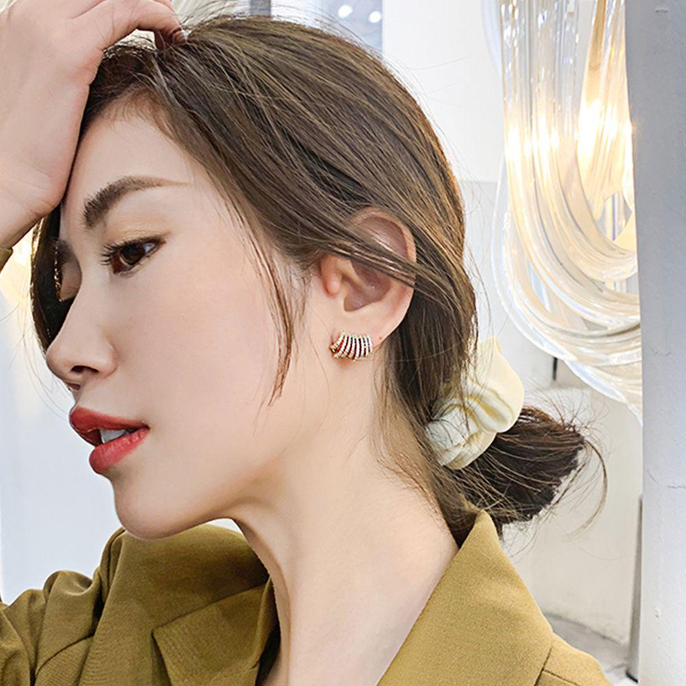 QQMALL Bông Tai Hình Chữ C Bằng Hợp Kim Phong Cách Vintage Thời Trang Dành Cho Nữ