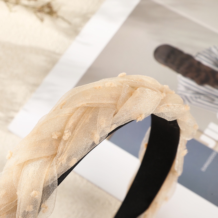 Băng Đô Cài Tóc Dạng Thắt Bím Phối Ren Lưới Thiết Kế Mới Phong Cách Hàn Quốc Dành Cho Nữ