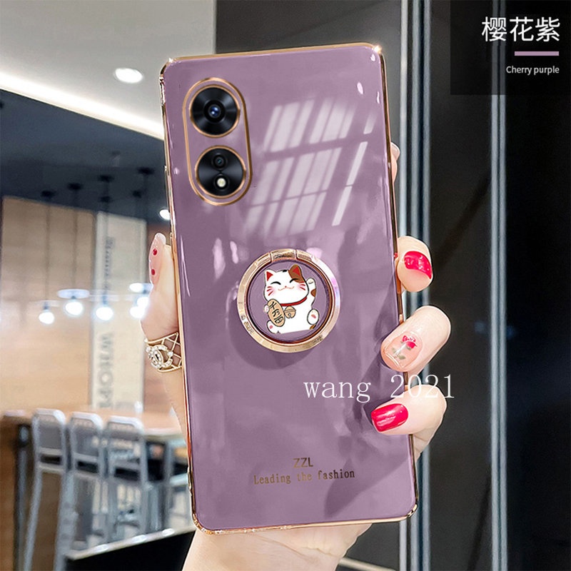 Ốp Điện Thoại Mềm Mạ Điện Có Giá Đỡ Hình Mèo Cho Oppo A98  A78 5G Reno8 T 4G Reno8 5g 5G A17K A17 A77s A77 5G A57 A55 A16 A15 2022