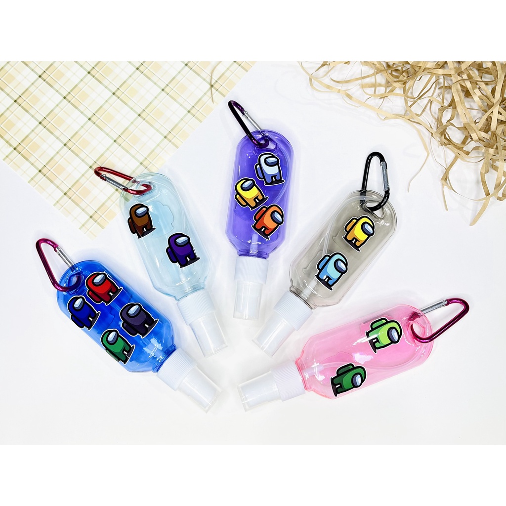 Bình xịt bầu dục 50ml tặng kèm sticker Among us và móc treo tiện dụng