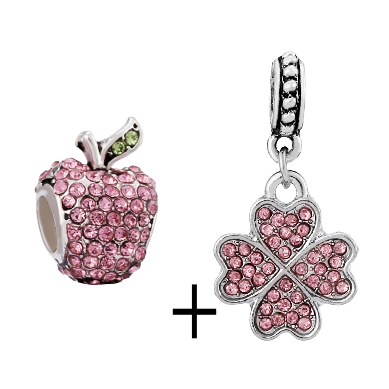 Bộ 2 Mặt Trang Sức Đá Pha Lê Hồng Hình Trái Tim