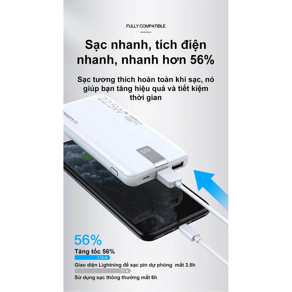 Sạc Dự Phòng Pisen Pro All 10000mAh 22.5W Sạc Nhanh Màn Hình Led Hiển Thị Điện Tử - BẢO HÀNH 18 THÁNG 1 ĐỔI 1 - TS-D279