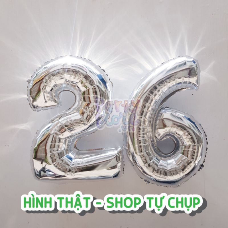 Bóng số tuổi màu bạc silver size lớn 70cm, dùng trang trí sinh nhật, chụp ảnh với cỡ đại 32inch