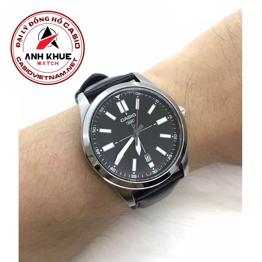 Đồng Hồ Casio Nam MTP-VD02L-1E Dây Da Màu Đen | 3 Kim | Chống Nước