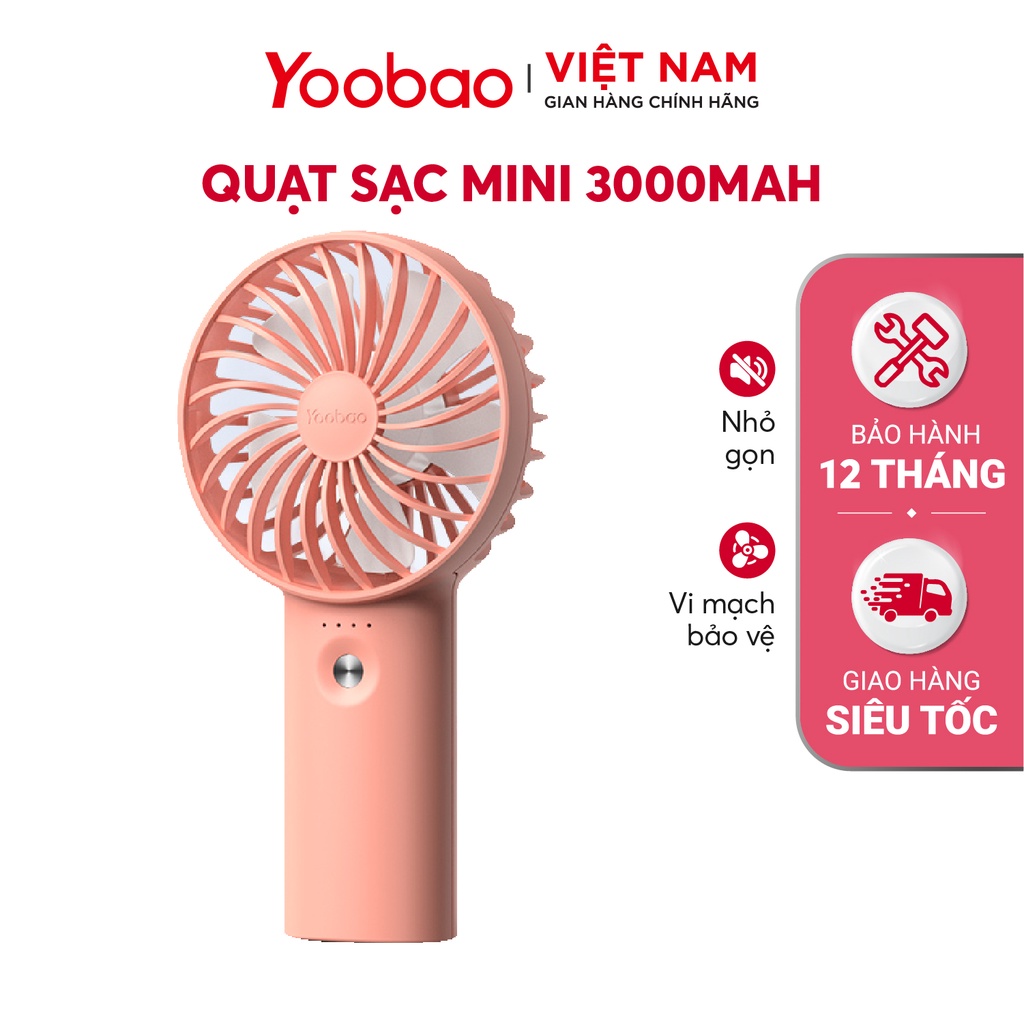 Quạt sạc tích điện mini cầm tay có thể đặt bàn Yoobao F3 6000/3000mAh  có thể chạy 32 giờ liên tục - Chính Hãng Yoobao