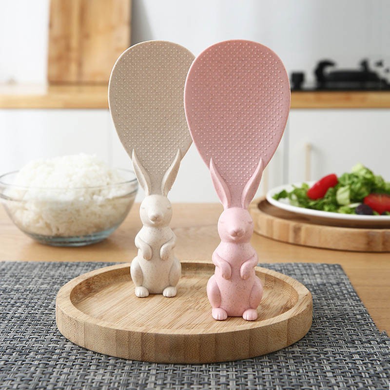 Muôi xới cơm dạng đứng chống dính thiết kế thỏ hoạt hình sáng tạo đáng yêu sử dụng tại nhà