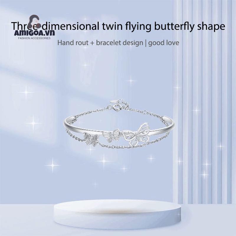 ✨✨Vòng Tay Hai Lớp Mặt Hình Bướm Phong Cách Hàn Quốc Cho Nữ