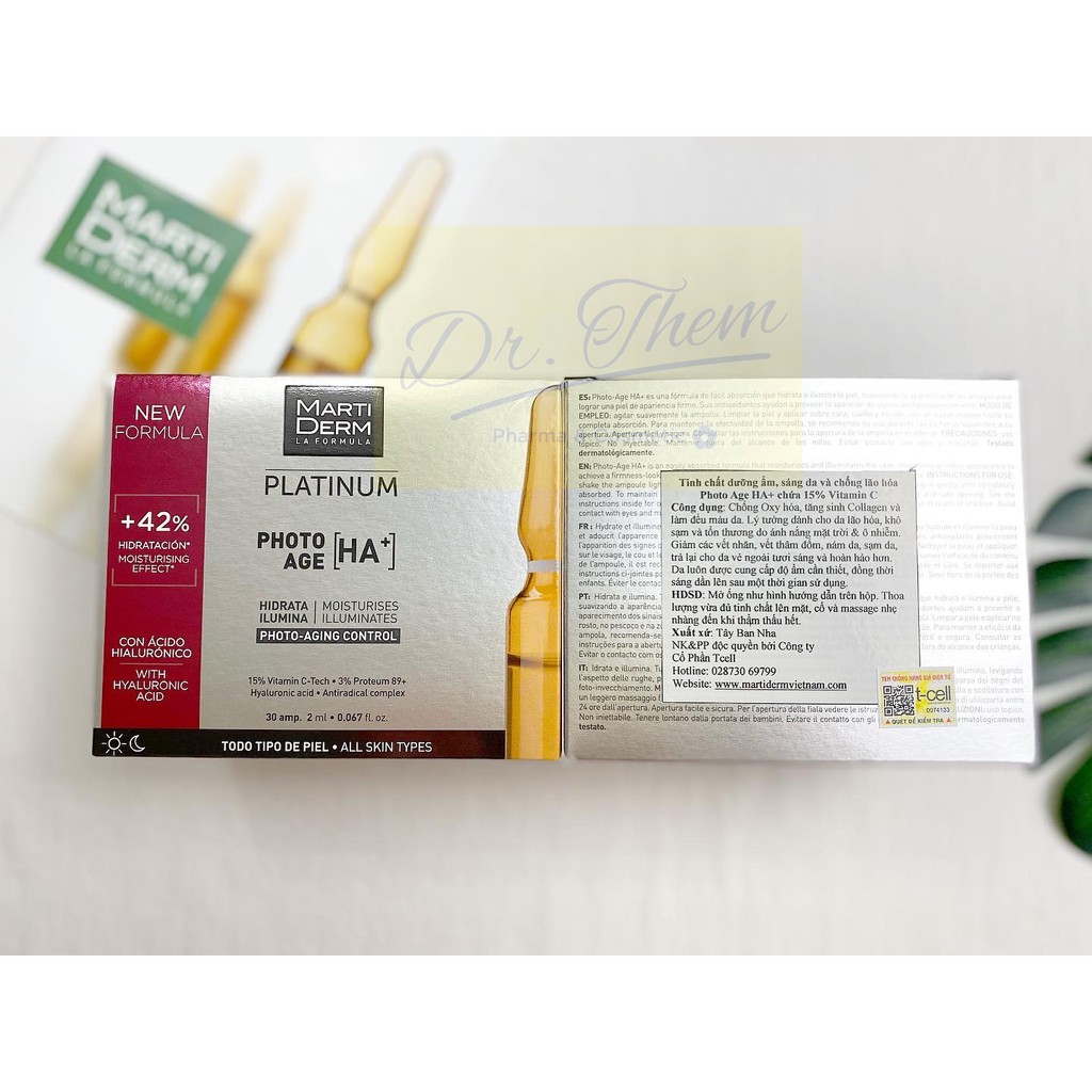 ✅[CHÍNH HÃNG] MartiDerm Vitamin C 15% - Ampoules Platinum Photo Age HA+ Tinh Chất Chống Lão Hóa, Sáng Da, Dưỡng Ẩm