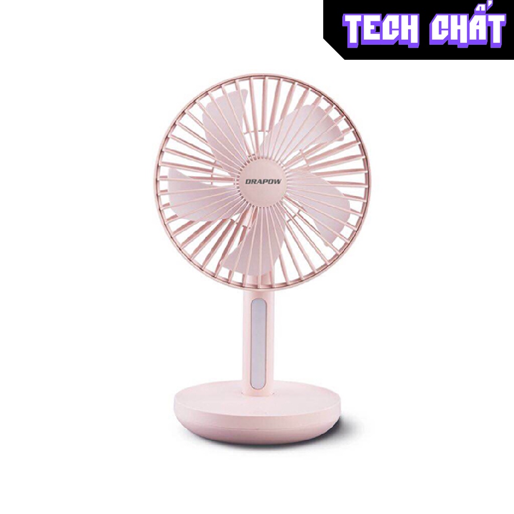 Quạt ít ồn để bàn tích hợp PIN SẠC DỰ PHÒNG có đèn LED mini nhỏ gọn CHÍNH HÃNG Drapow DF01 cho dân văn phòng phượt