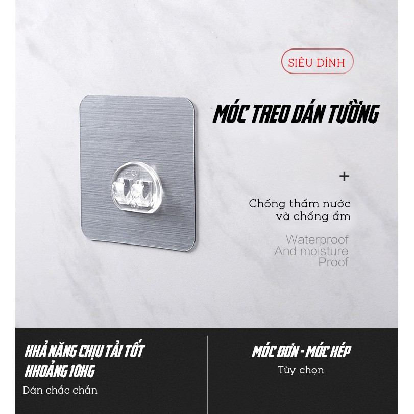 Miếng Móc Dán Tường Chịu Lực Chống Thấm Siêu Dính Treo Kệ Inox Cao Cấp