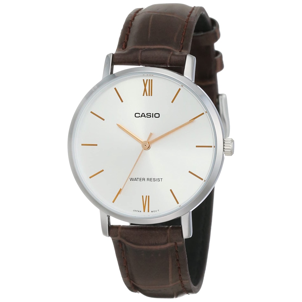 Đồng Hồ Casio Nữ Đồng Hồ Casio Chính Hãng LTPVT01L - 7B2 Dây Da Nâu Mặt Trắng Fullbox.