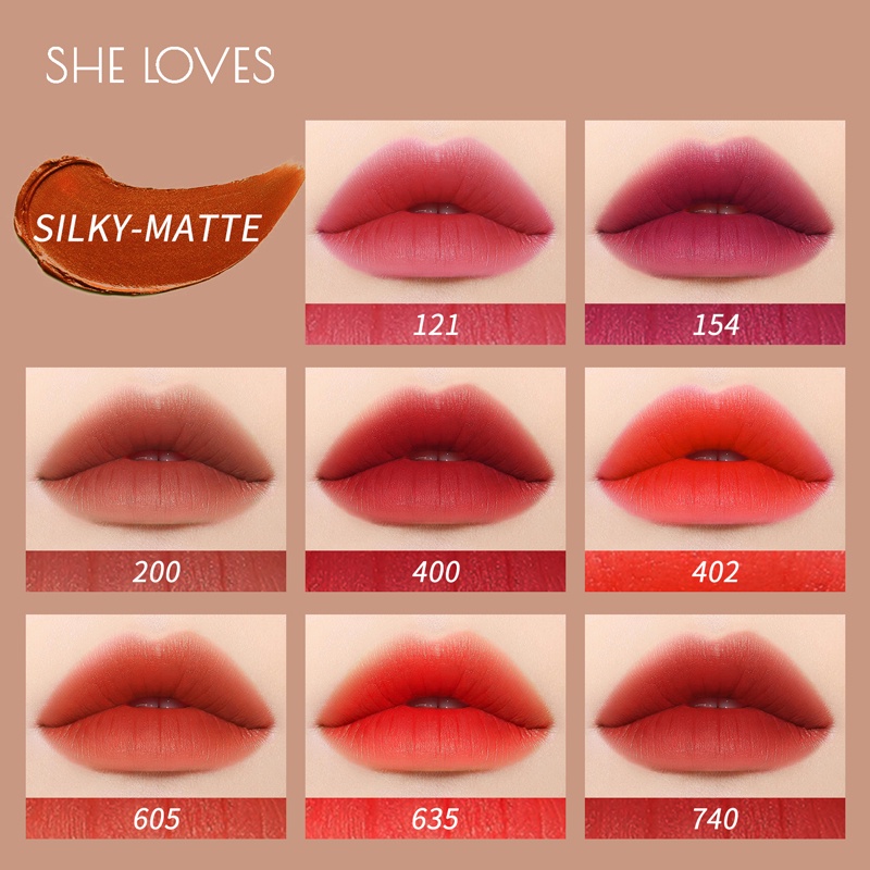 Son môi Sheloves màu lì chống thấm nước lâu trôi thiết kế vỏ màu socola xinh xắn