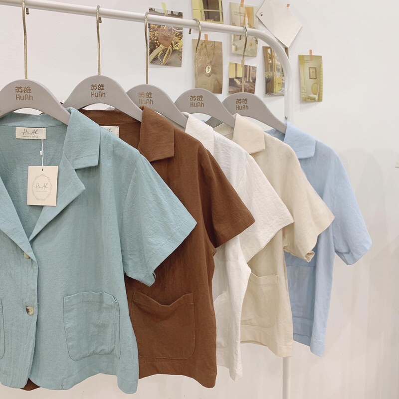 sơ mi cổ vest 2 túi 6124