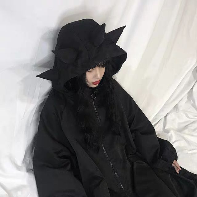 [Có ảnh thật] Áo khoác đen mũ có gai cực chất