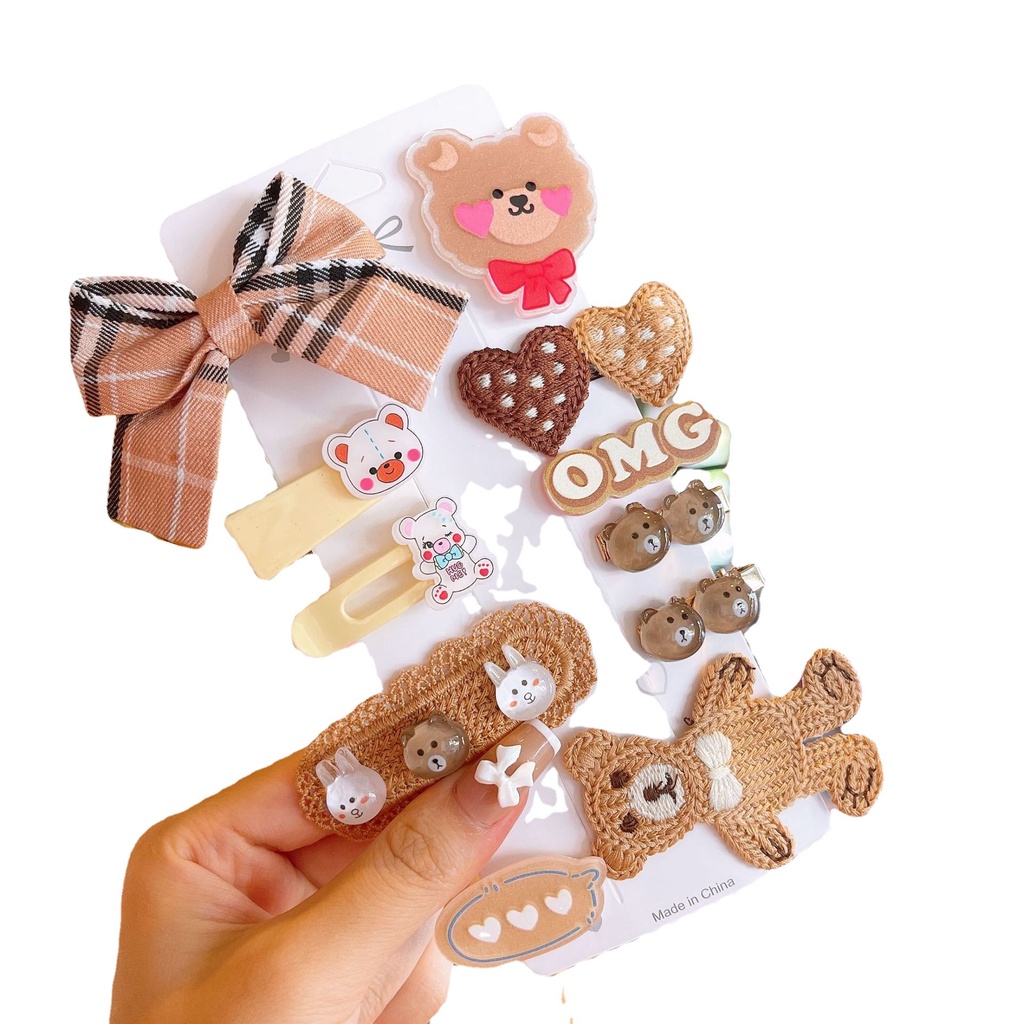 Kẹp tóc bằng len hình gấu đáng yêu xinh xắn cho bé gái