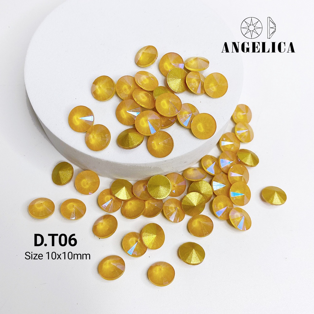Túi 6 Viên Đá Khối Nail Hình Tròn Màu Nước Gạo Trang Trí Móng ANGELICA D.T