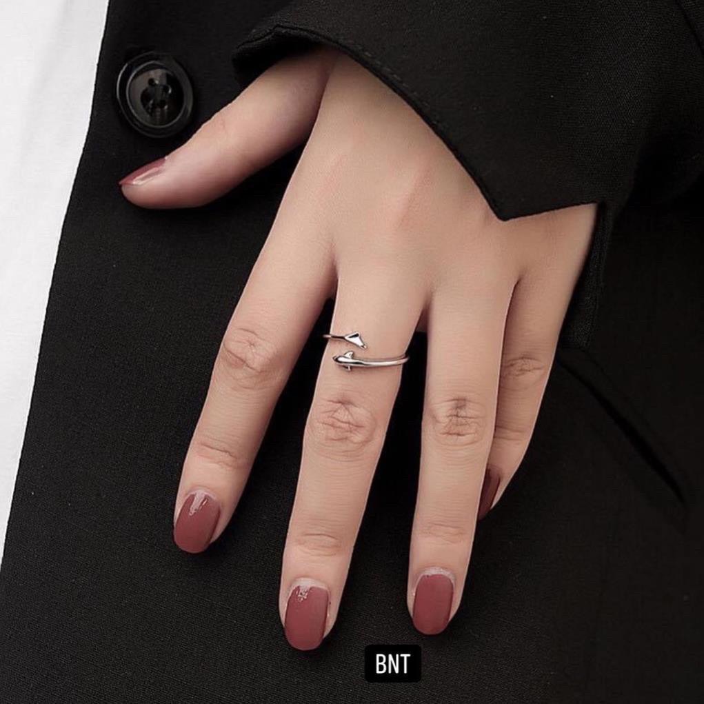 free ship nhẫn cá heo xinh bạc ta cho nữ lại free size