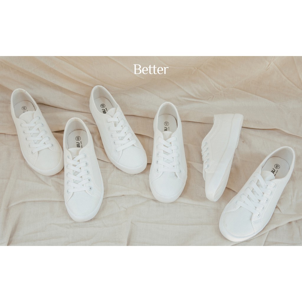 Giay sneaker vải canvas trắng trơn Better Shoes 160618001