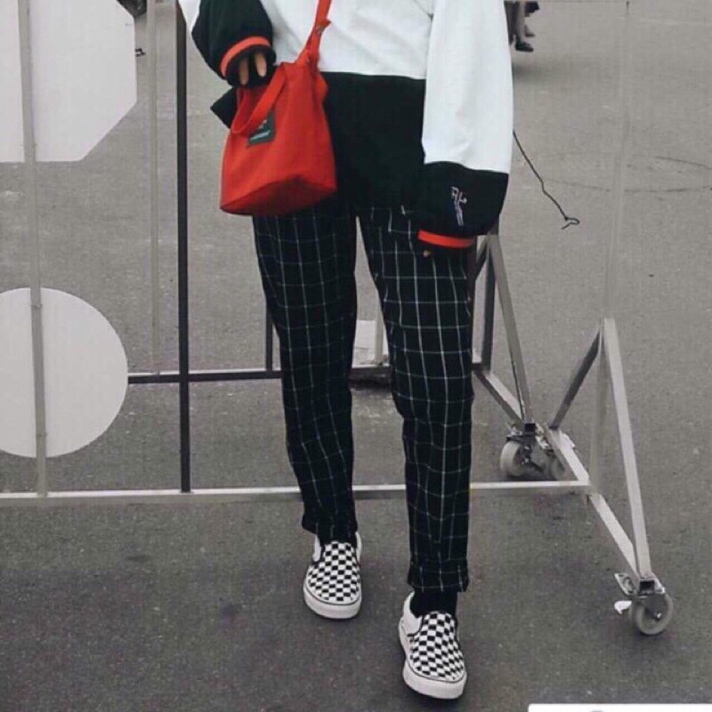 Quần Baggy Kẻ Caro Ống Suông Nam Nữ Ulzzang
