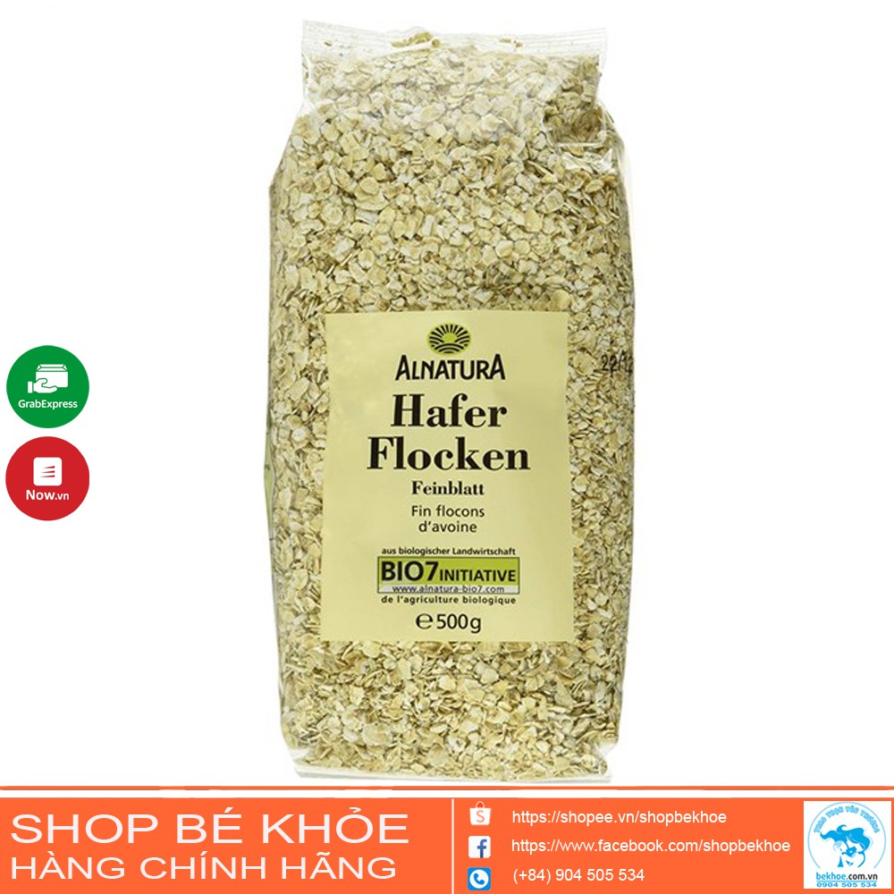 Yến Mạch hữu cơ Nguyên cám Alnatura Hafer Flocken organic 500g của Đức