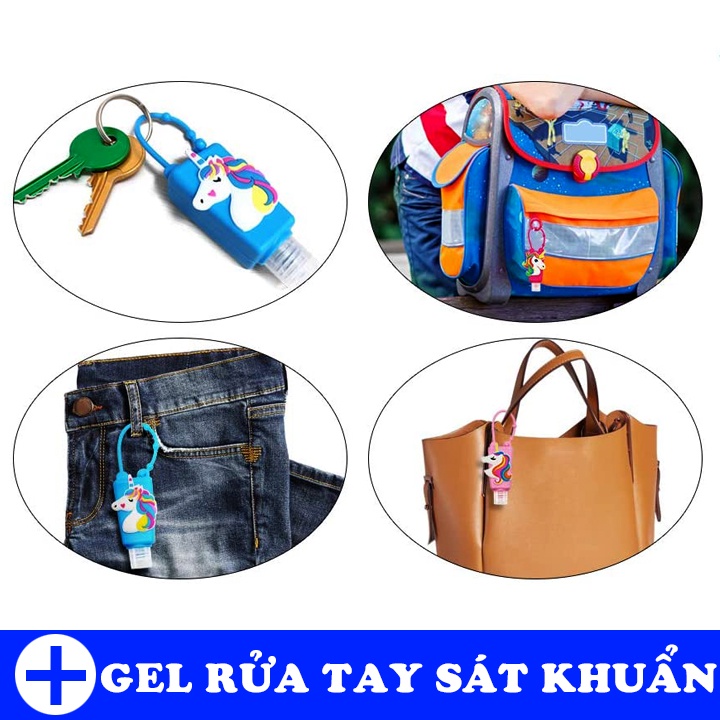 Móc khóa chai gel rửa tay kháng khuẩn hoạt hình cute tiện dụng