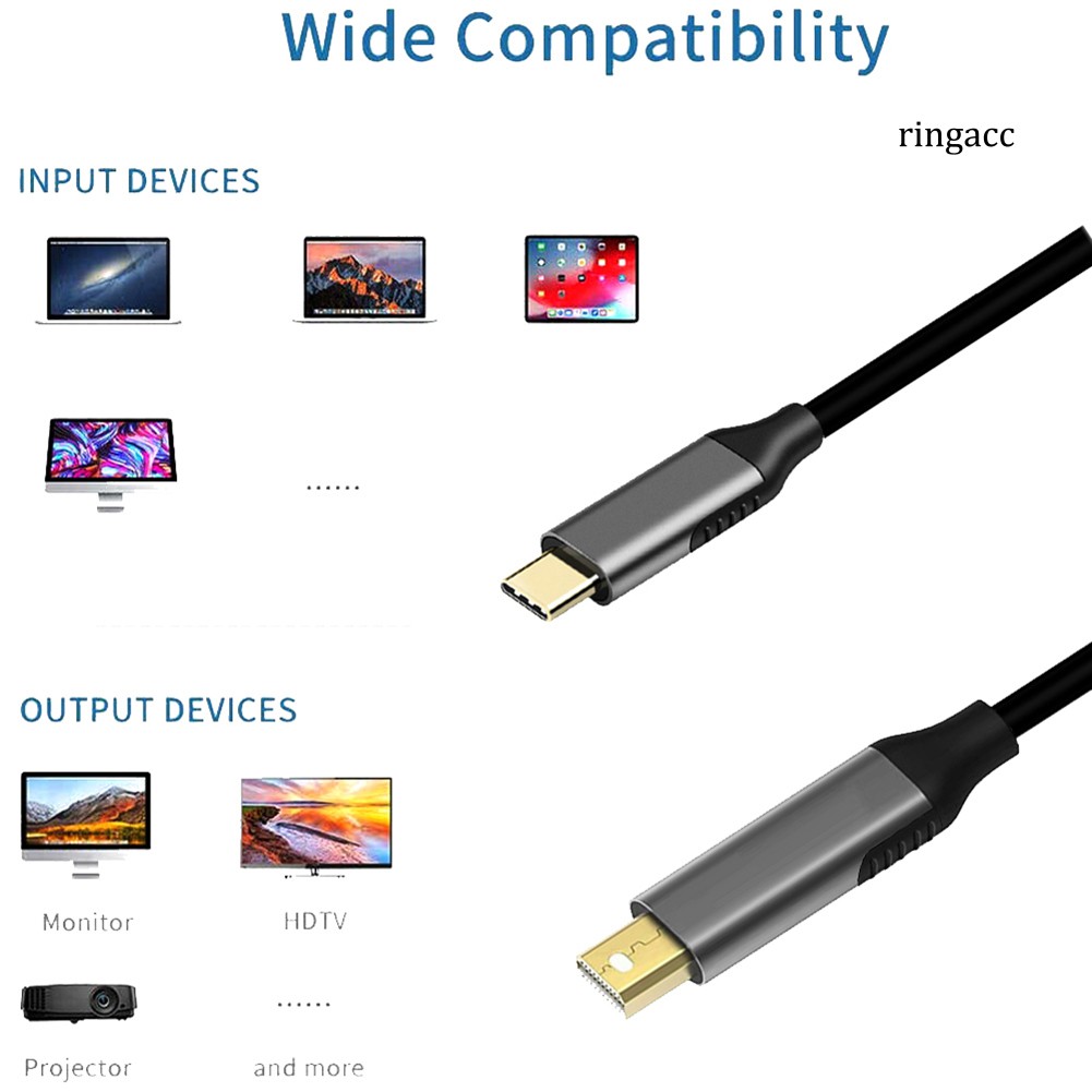 Cáp Chuyển Đổi Usb Type C Sang Mini DisplayPort DP 4K 6FT Cho MacBook